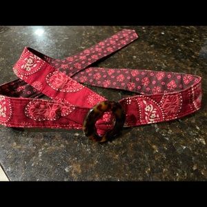 Vera Bradley Red Paisley/Floral Fabric Belt, One Size